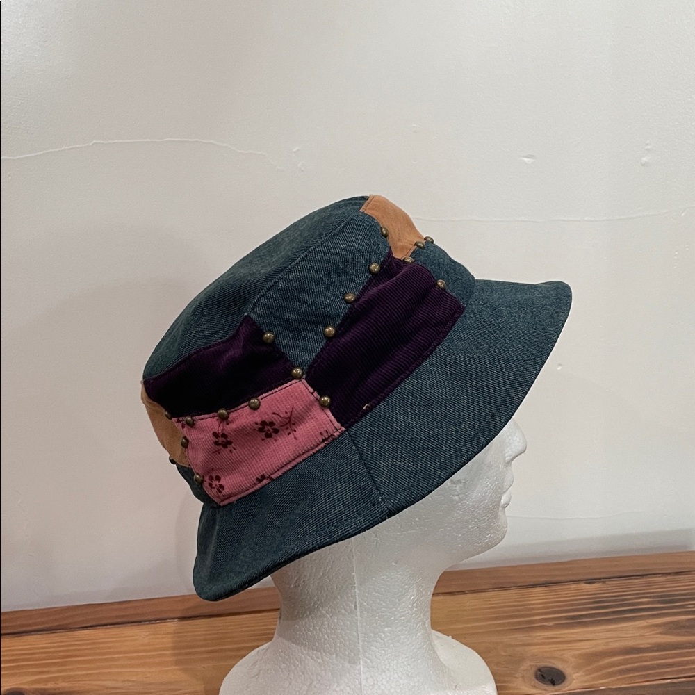 Patchwork Denim Bucket Hat Size Small - image 3